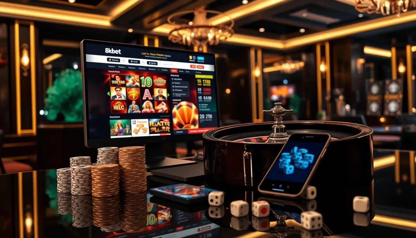 Engaging 8kbet online casino features live betting, dynamic slots, and professional poker chips handling