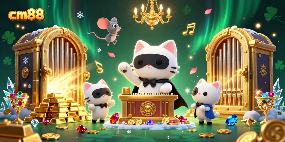Spin winning jackpots at cm88 with a whimsical casino scene full of treasures and playful characters.
