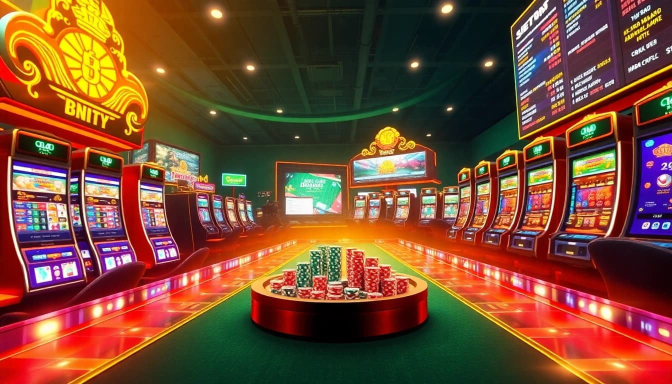 Intense gambling action at 9keonhacai.com featuring vibrant casino tables and betting options.