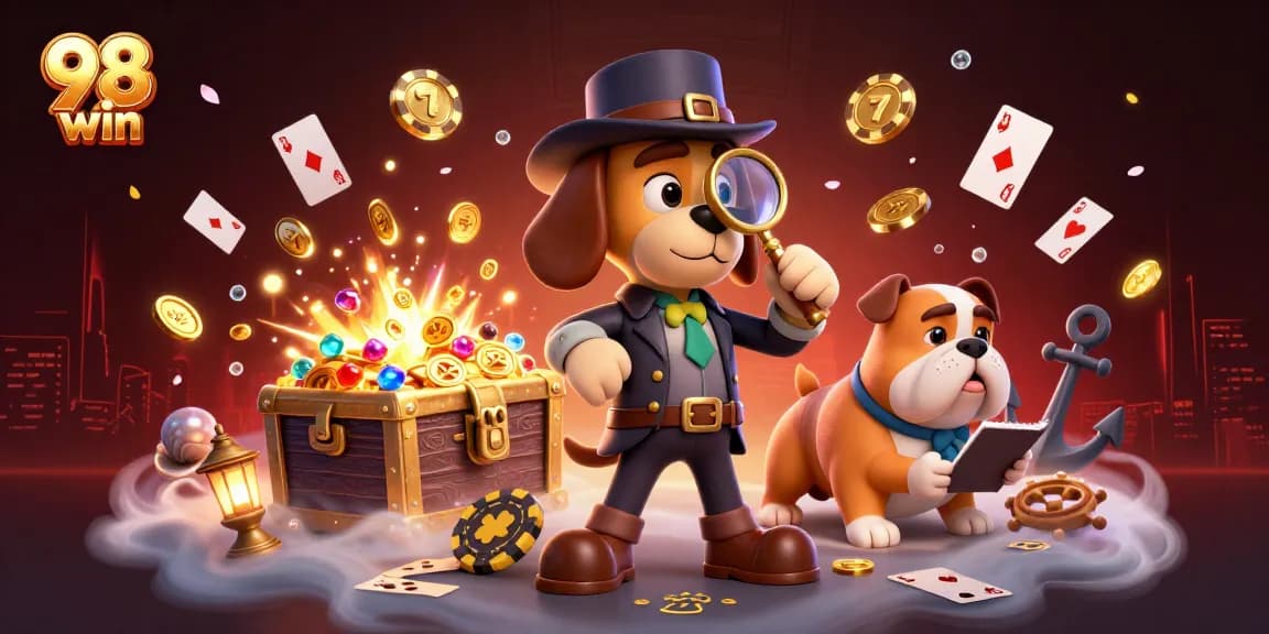 Uncover hidden treasures in 98 win's vibrant casino world filled with gold coins and gaming excitement.