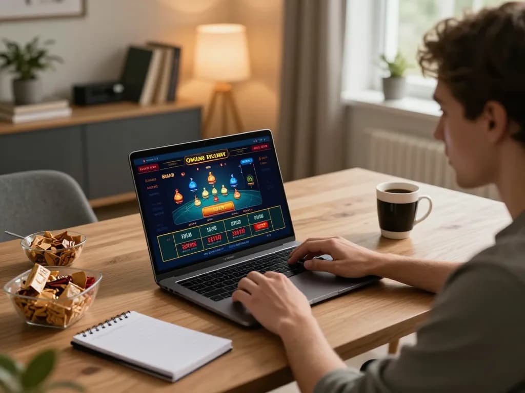 Engaged player using online casino app at home, focusing on strategies with nhà cái 8KBET.