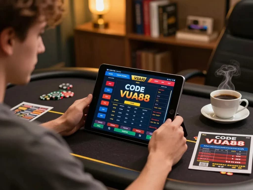 Engaging in live sports betting on CODE VUA88 from a cozy home setup.