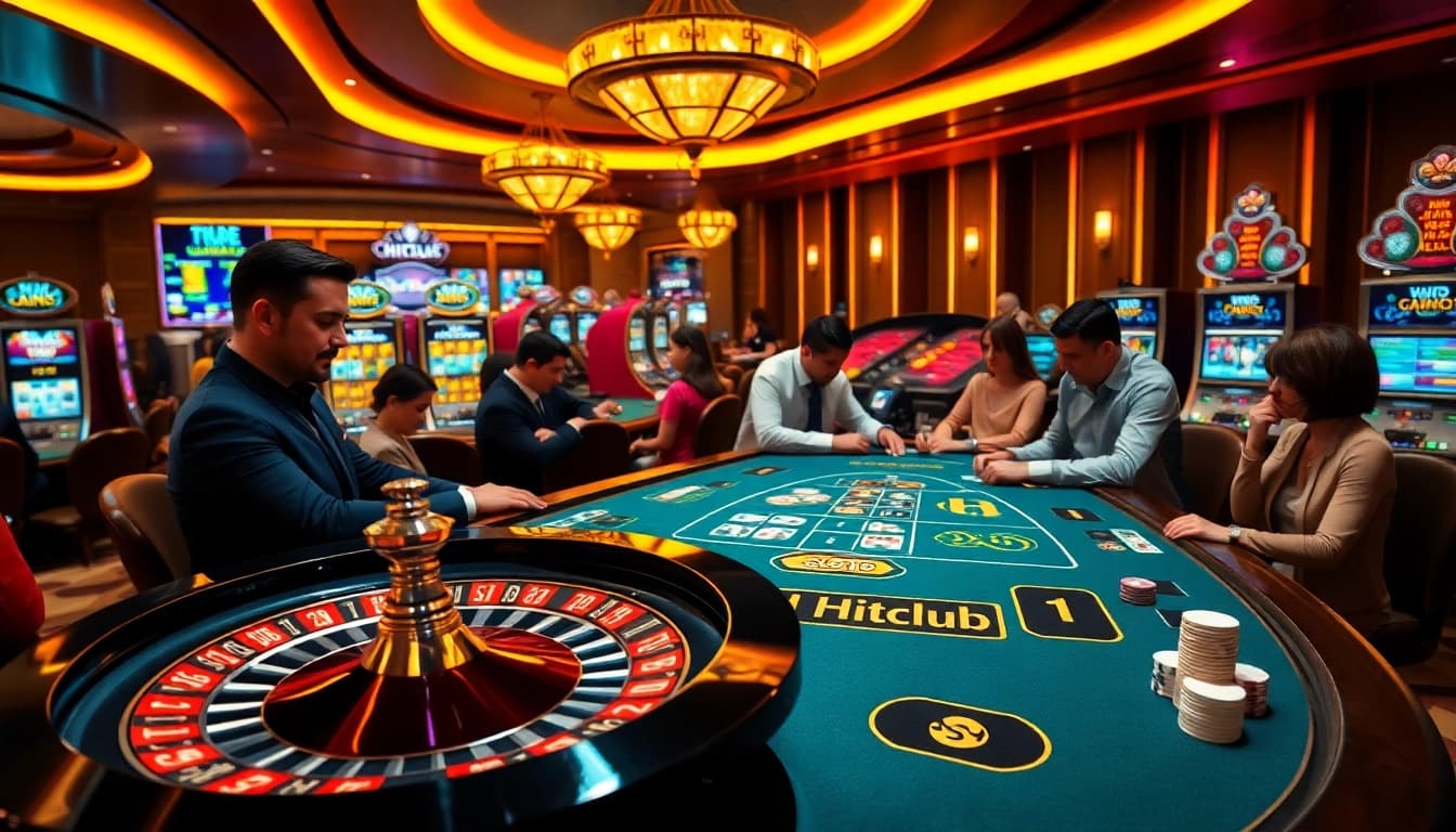HITCLUB gaming scene showcasing players strategizing at a vibrant casino table