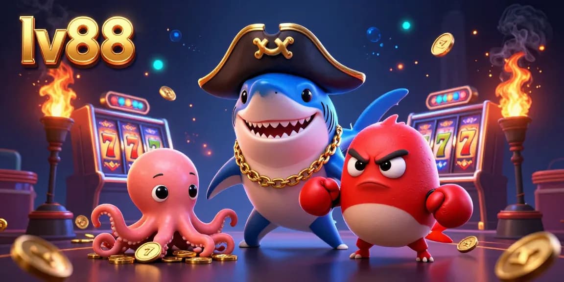 lv88 showcases an exciting casino scene with vibrant characters and thrilling gambling elements.