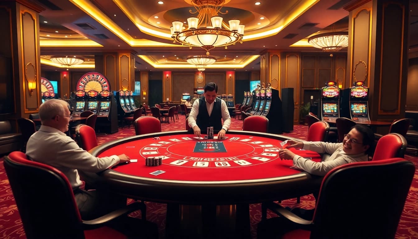 Experience the thrill at tx88 casino with engaged players at a luxurious poker table.