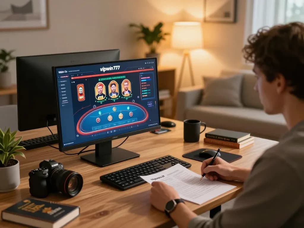 Engaging with vipwin777 online poker and slots during a cozy home gaming session