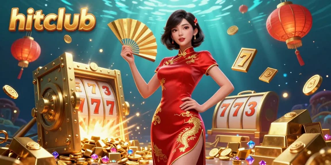Experience thrills at hitclub with dynamic slot games and radiant treasures in a vibrant casino scene
