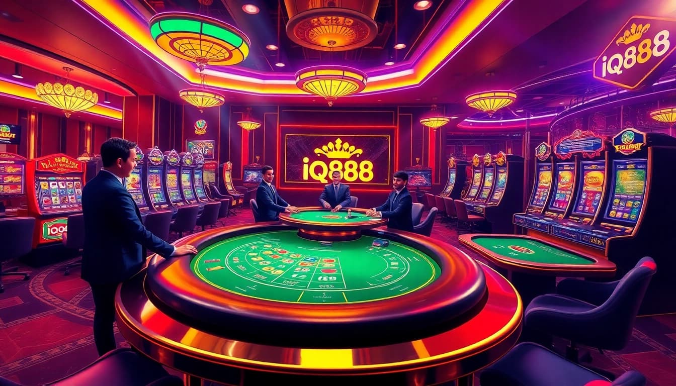 Engage in thrilling gaming at iq88 with vibrant casino tables and exciting slot machines.
