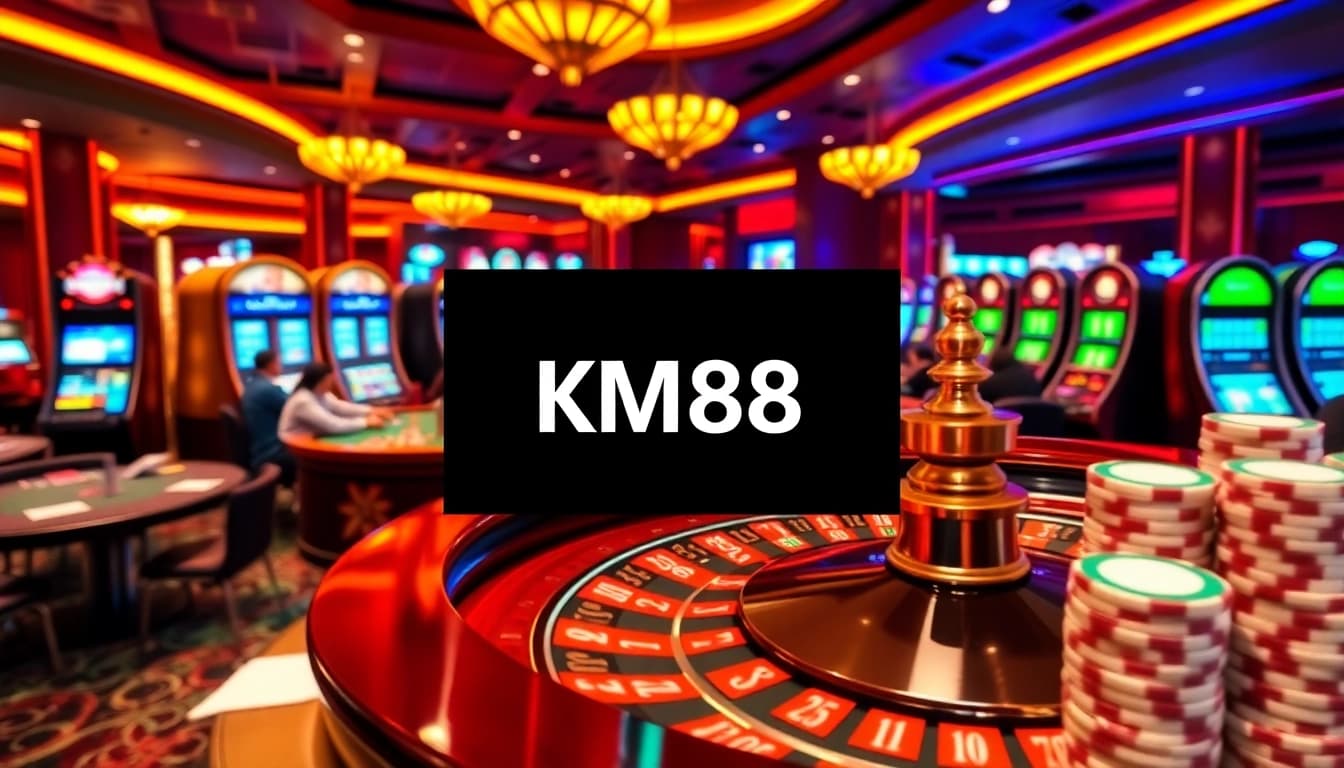 Experience the thrill of gambling at KM88 with vibrant casino elements and exciting gameplay.