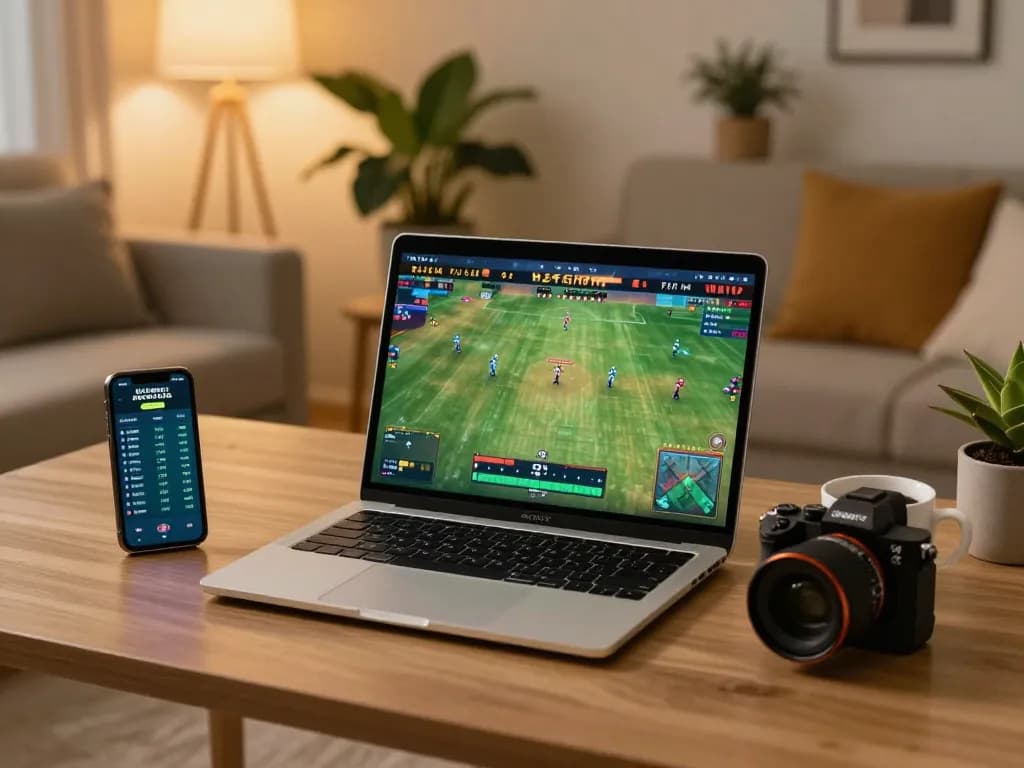 Tham gia đá gà trực tuyến philippines phát trực tiếp trên một chiếc laptop thanh lịch trong một không gian ấm cúng tại nhà.