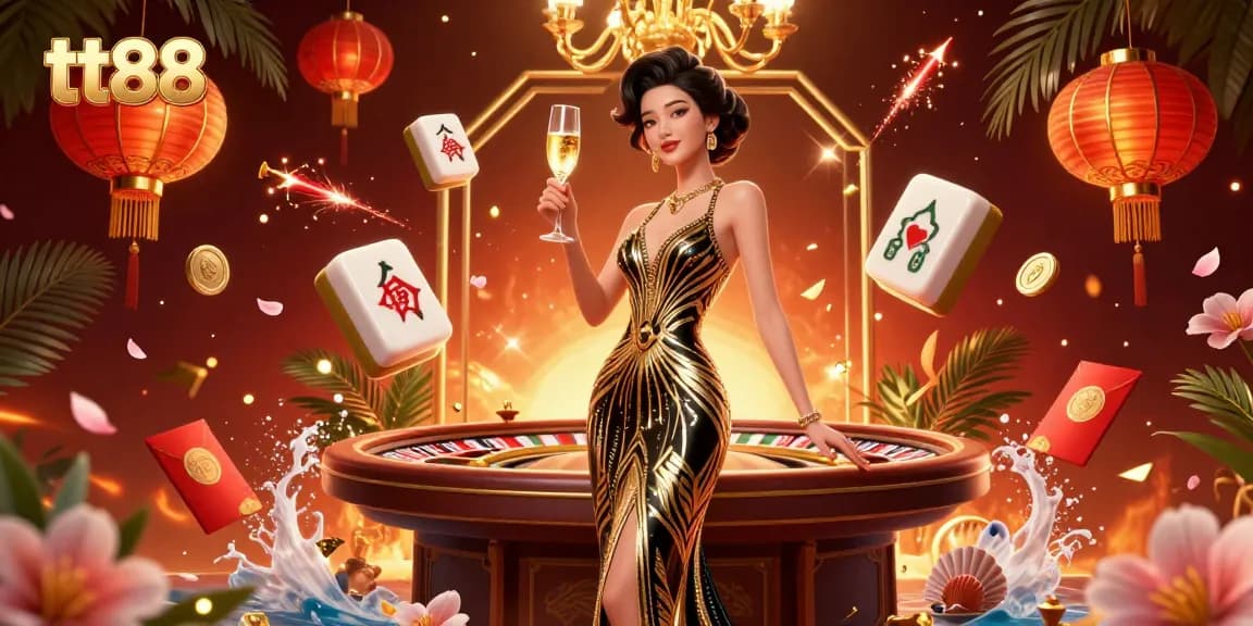 Experience the thrill of tt88 casino games with an elegant Asian host in a glamorous setting.