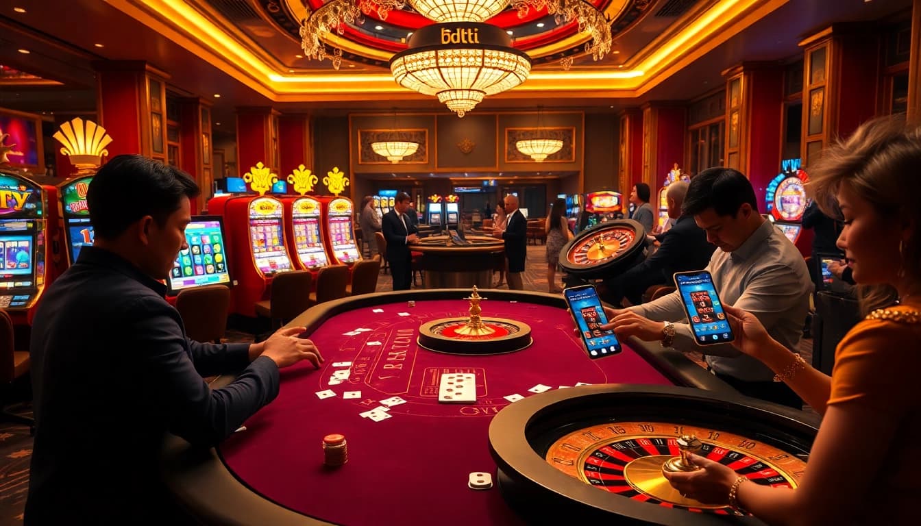 Experience the excitement of winning with the bdtk1 app in a luxurious casino setting.