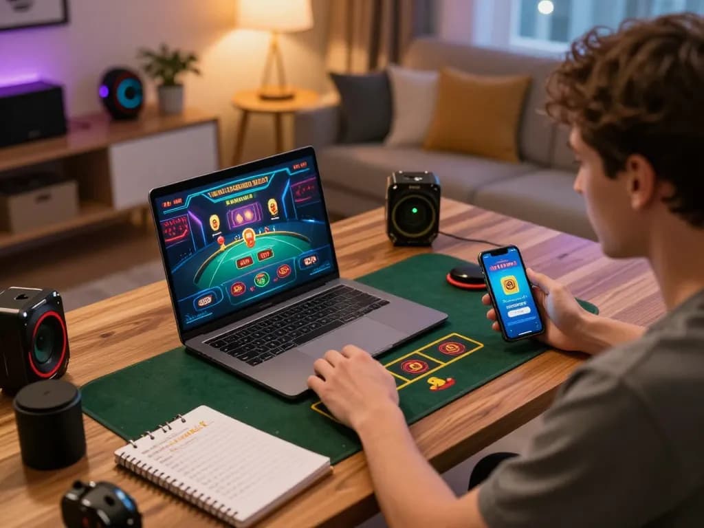 go8 player enjoying live dealer game online with notes, emphasizing responsible gaming