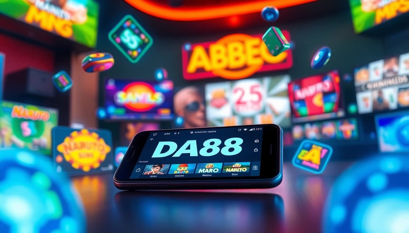 Engaging scene of mobile gaming with DA88 app interface showcasing various game categories