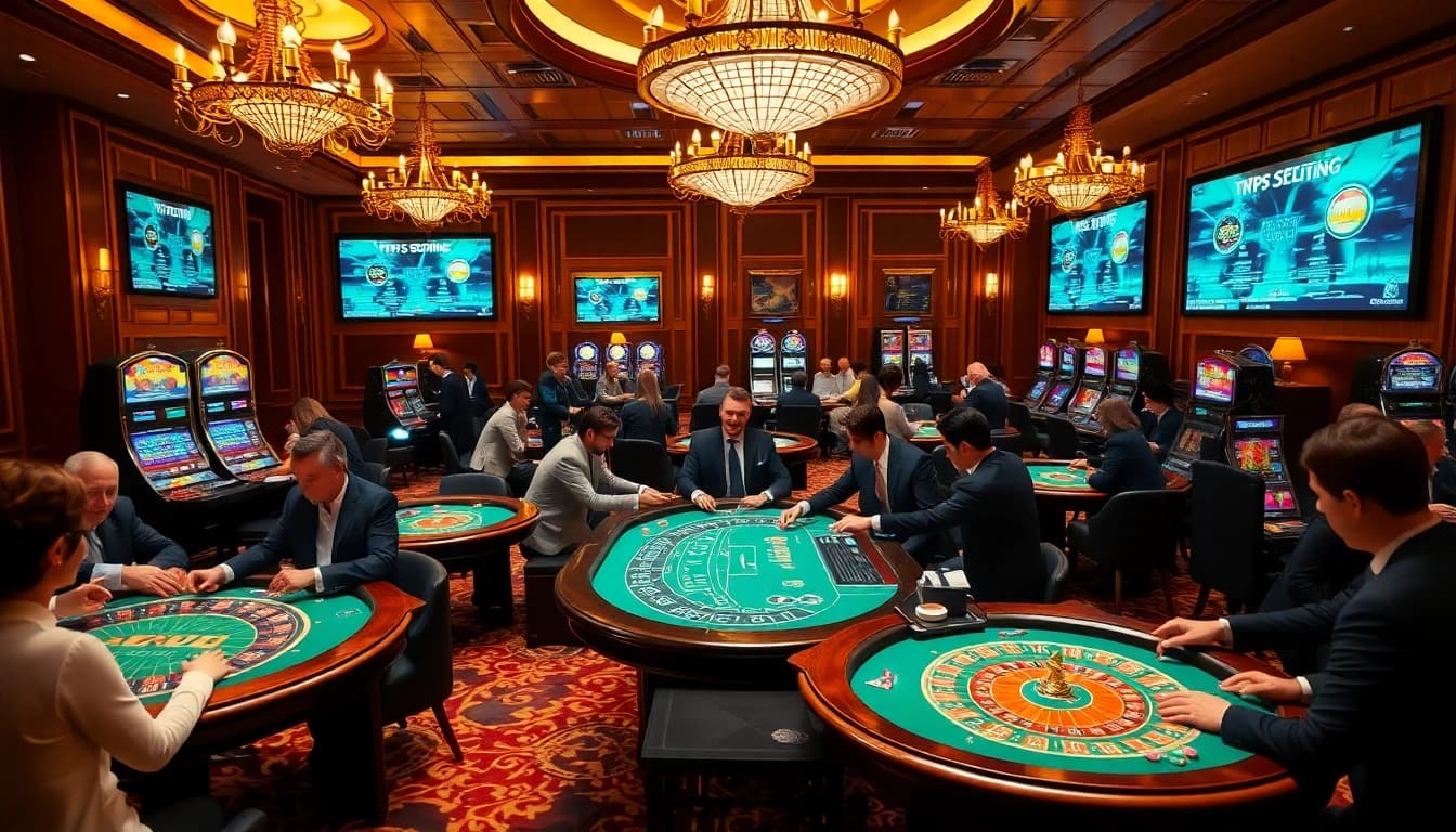 Players enjoy exciting casino games at https://s8mode.com/, showcasing vibrant chips and premier gaming action.
