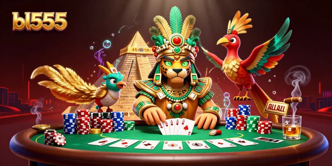 Experience thrilling gameplay at bl555 with vibrant poker elements and a captivating Mayan-themed casino.