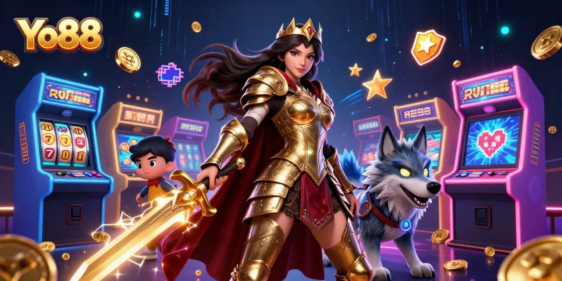 Experience thrilling casino gameplay with Yo88's vibrant slot machines and iconic warrior queen.