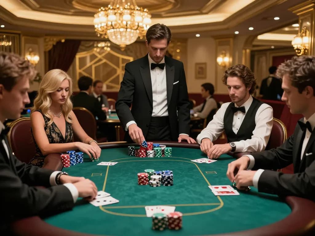 Experience strategic poker gameplay at du88 casino with focused players and luxurious surroundings.