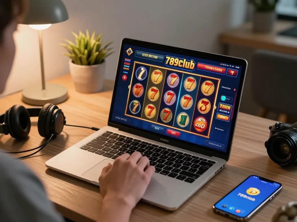 Player engaging with the 789club online casino game on a laptop, showcasing dynamic gameplay.