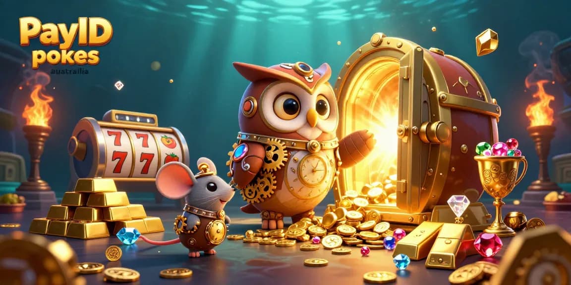 Experience PayID pokies australia with dynamic cartoon characters and casino elements.