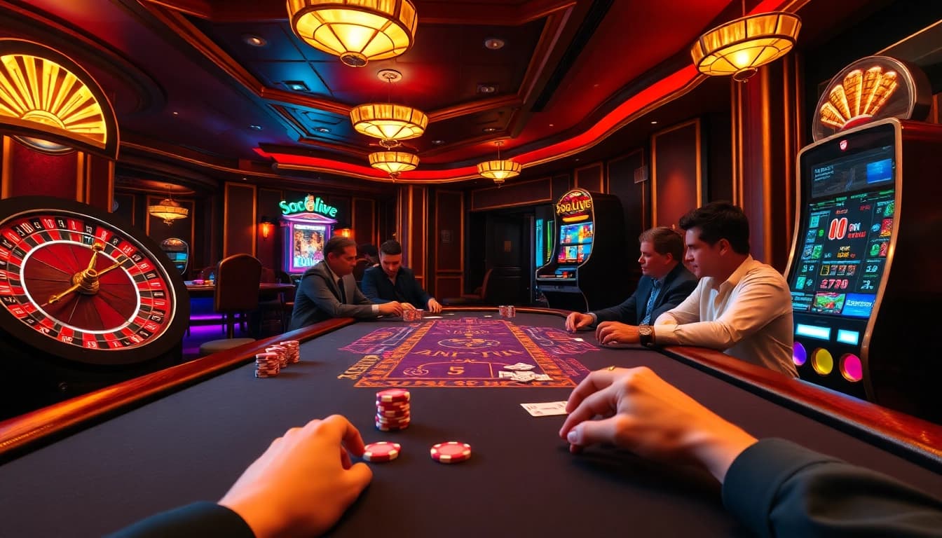 Socolive offers an engaging poker game experience with vibrant casino tables and exciting action.