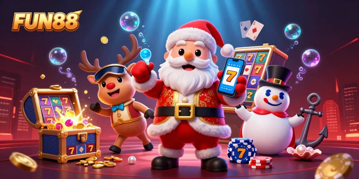 Playing exciting games at FUN88, celebrate jackpots with colorful slots and festive 3D characters.