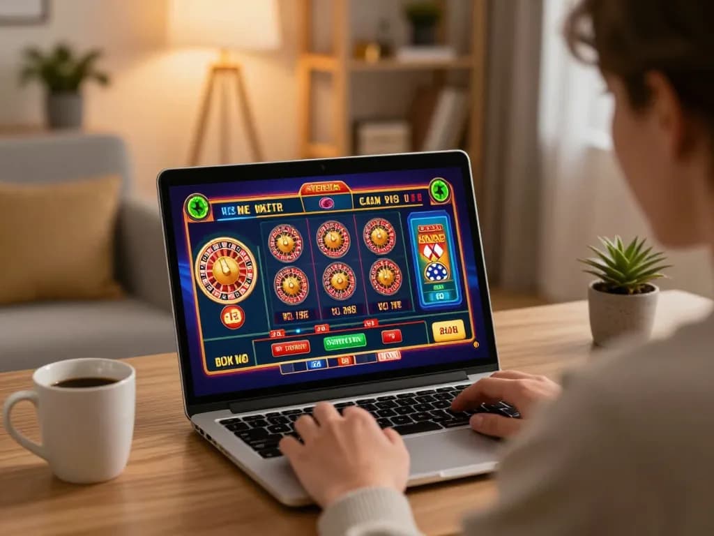 Experience f168 online gaming with vibrant gameplay on a laptop in a cozy setting.