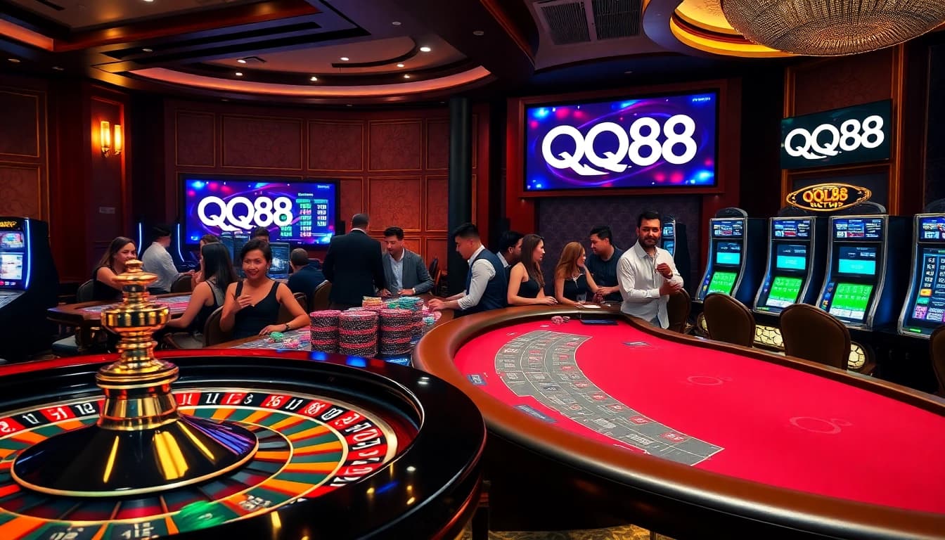 Play engaging casino games at QQ88 with vibrant tables and exciting betting options.