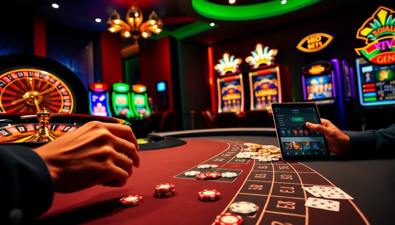 Experience HD BET action with a vibrant casino scene featuring roulette and blackjack.