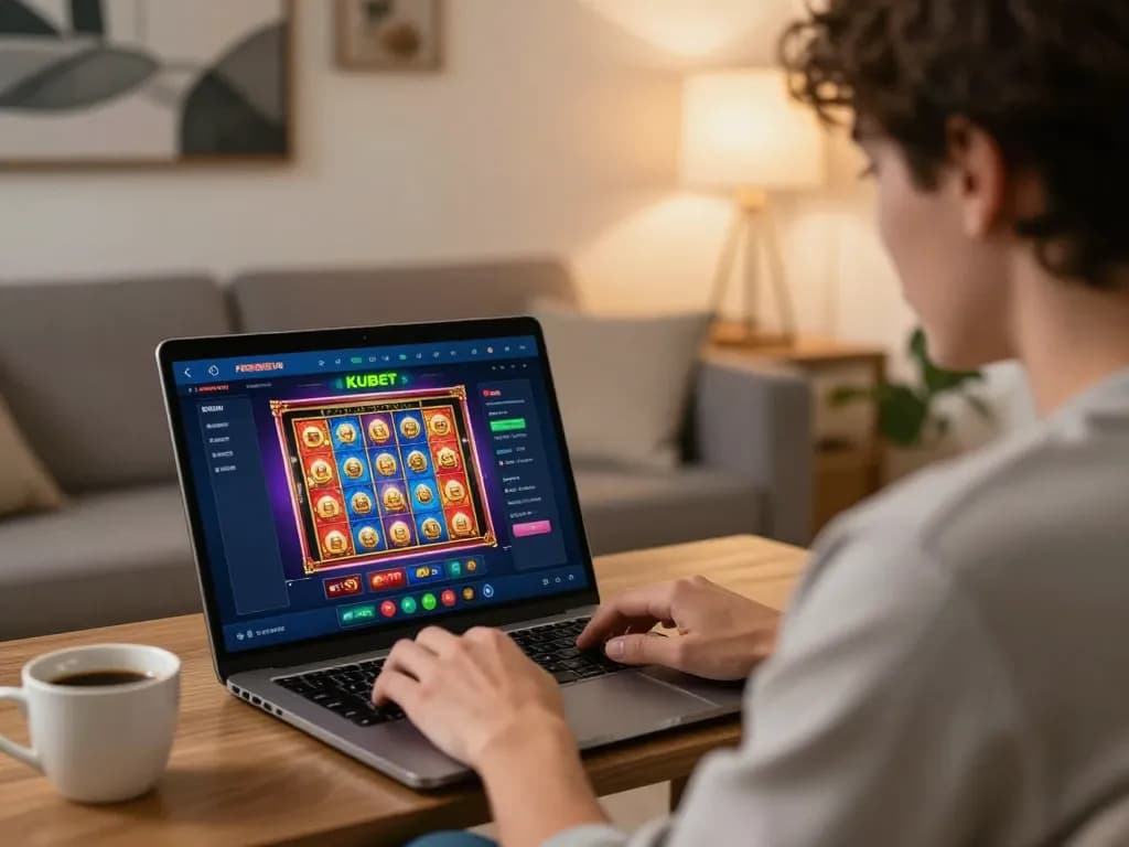 Kubet player enjoying a thrilling online casino game from the comfort of home.