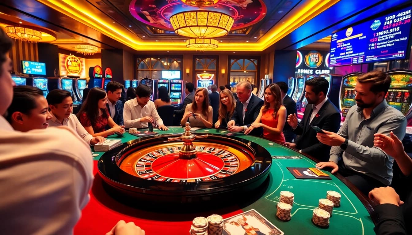Experience high-stakes gaming at https://five88sss.com/ with vibrant roulette tables and engaged players.