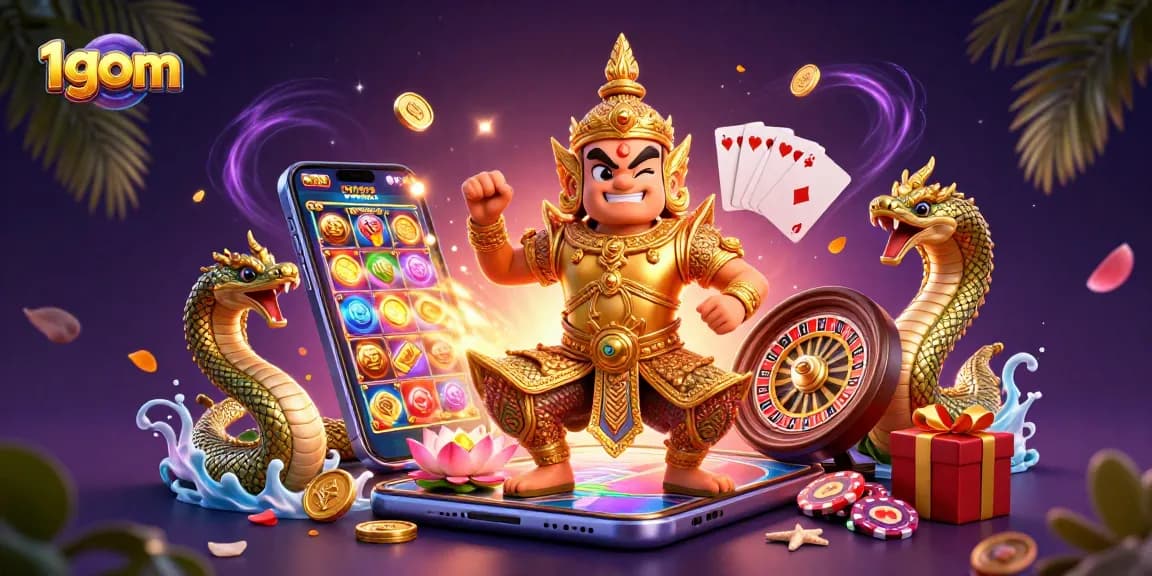 Bet big with 1gom in an ultra-detailed casino scene showcasing dynamic gaming excitement.