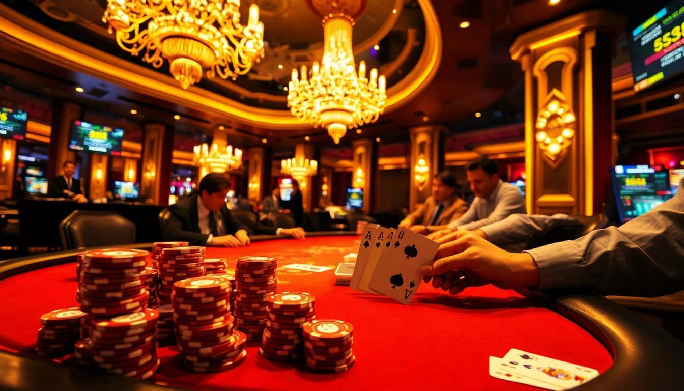 Winning at poker in a luxurious setting showcasing casino experience.