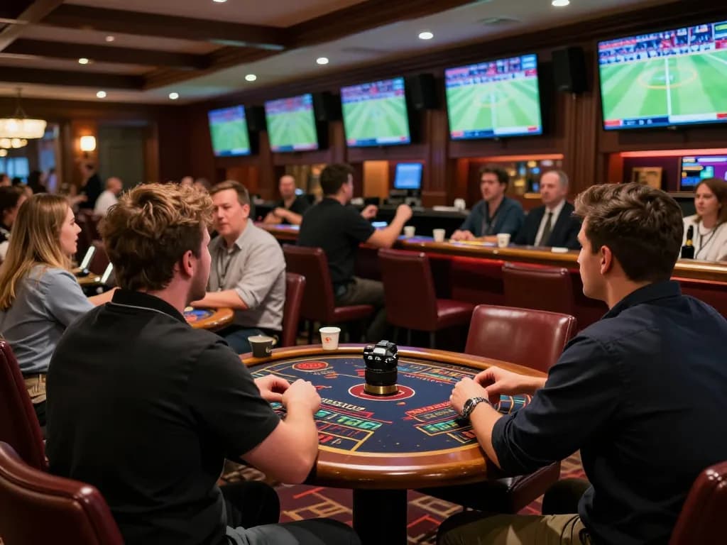 Sports betting excitement at o8net3, players engaged in dynamic wagering and cheering for live events