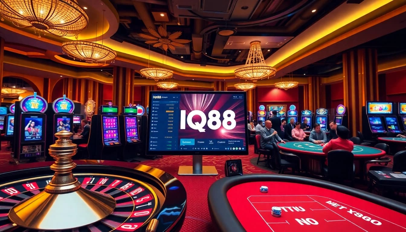 Experience thrilling online gambling action at IQ88 with vibrant casino elements and excitement.