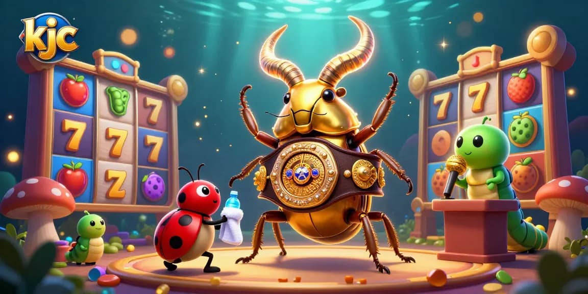 KJC enhances entertainment with vibrant slots and jackpot action illustrated by unique characters.