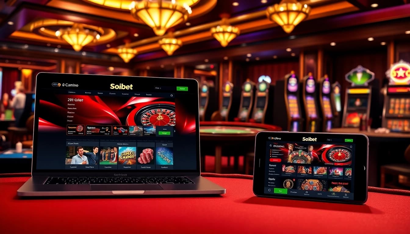 Enthralling Soibet ออนไลน์ gaming experience highlighting casino tables and slot machines.