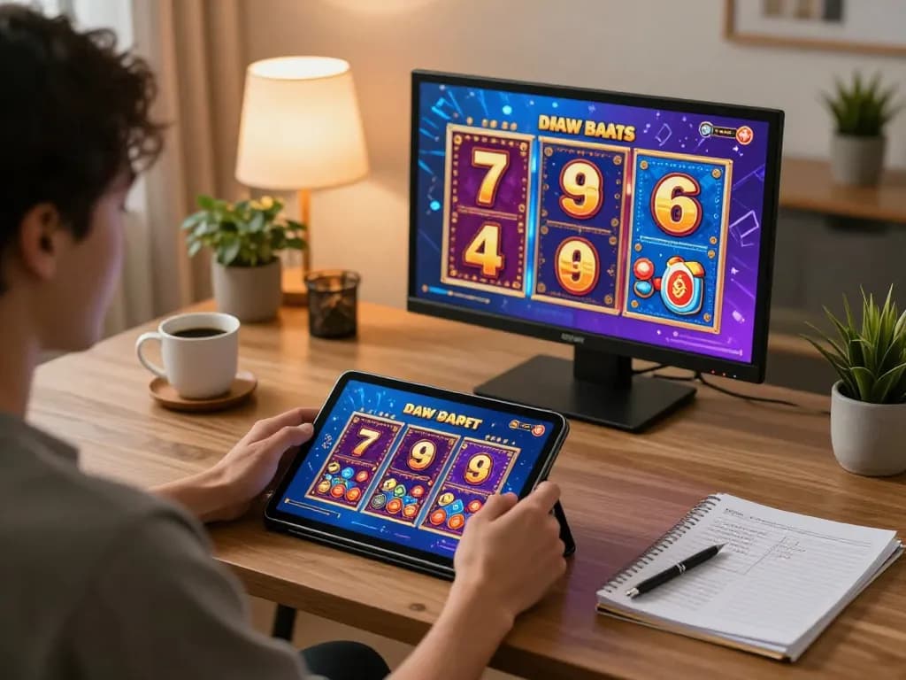 Engaging player enjoying fun 79 games on tablet while tracking strategies.