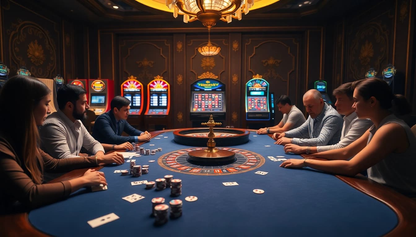 Players enjoying an exciting game at the luxurious table with https://68vip.sh/ featured prominently.