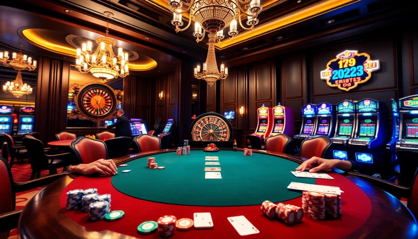 Experience the thrill of gambling with 789win223.com at an elegant poker table with high-stakes action.