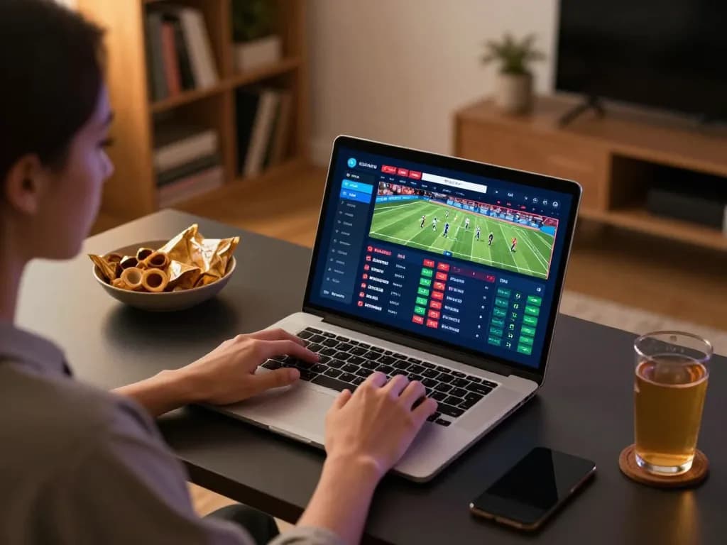 Experience thrilling sports betting at C168 with a player engaging on a laptop at home.