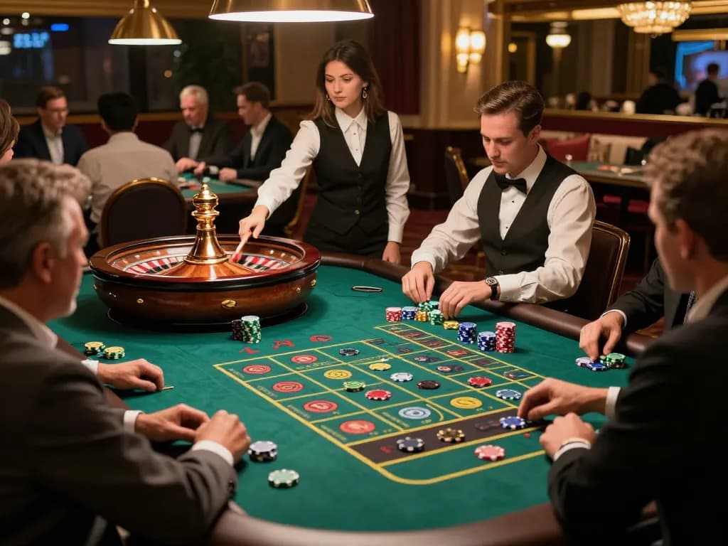 Players enjoying roulette at HZ88 live casino, showcasing thrills of high-stakes gaming.