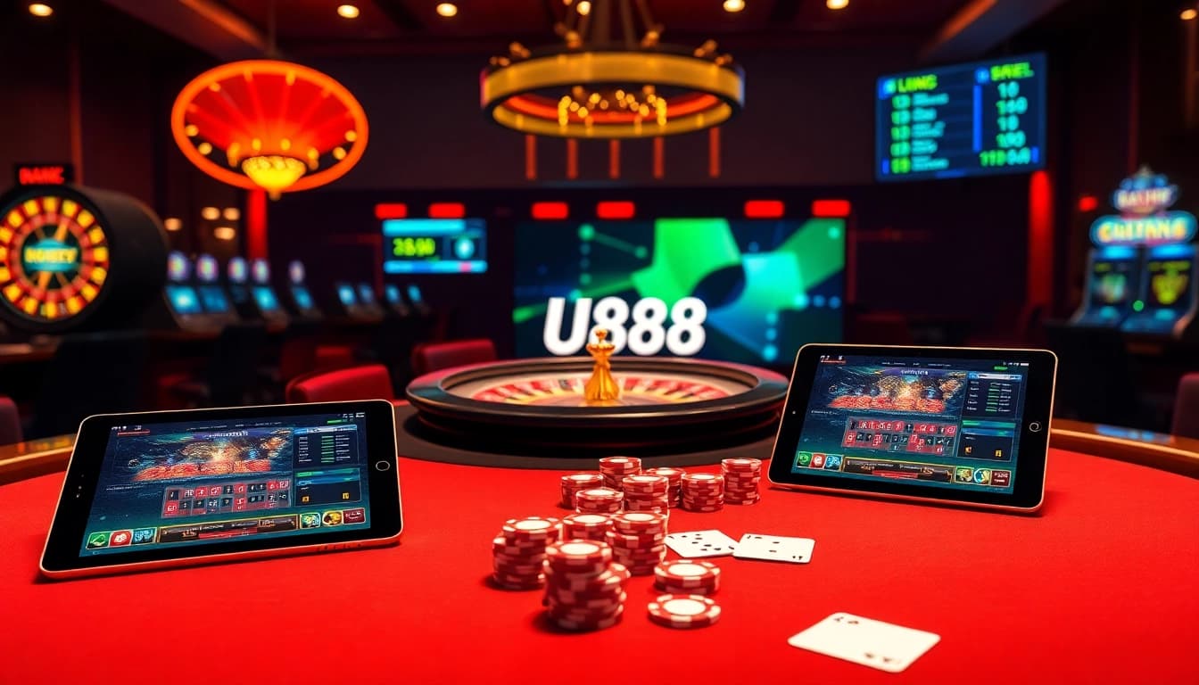 Experience the excitement of online gambling at nhà cái u888 with vibrant casino visuals and engaging games.