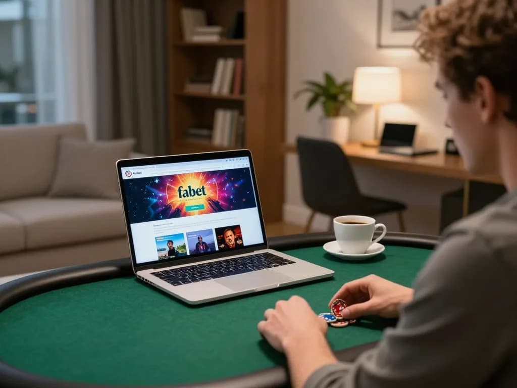 Engaging in online poker on fabet with an inviting home office setup