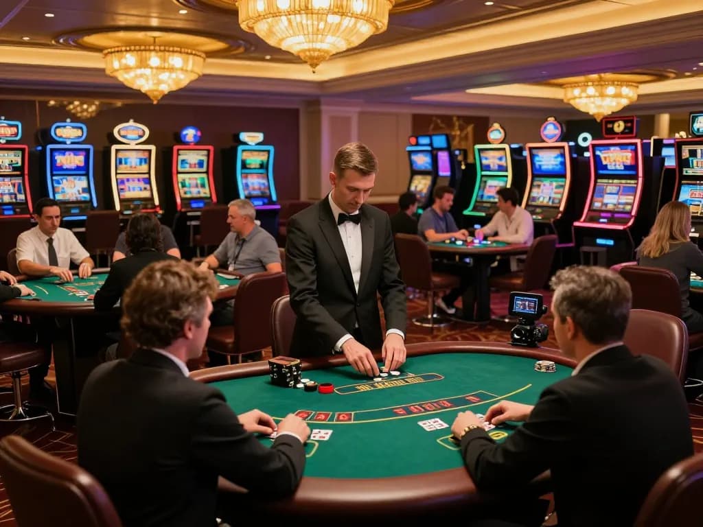 Engaging gameplay at F168 casino with players focused on poker strategies under elegant lighting.