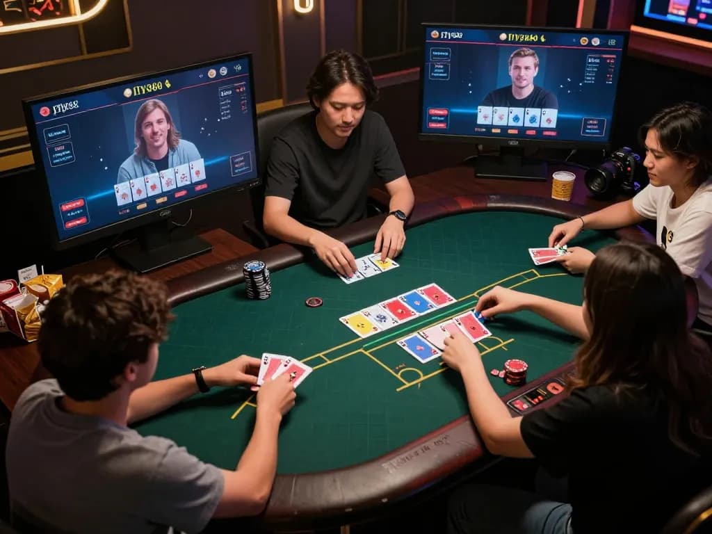 Engaging poker action at Fly88's online gaming interface showing players betting.
