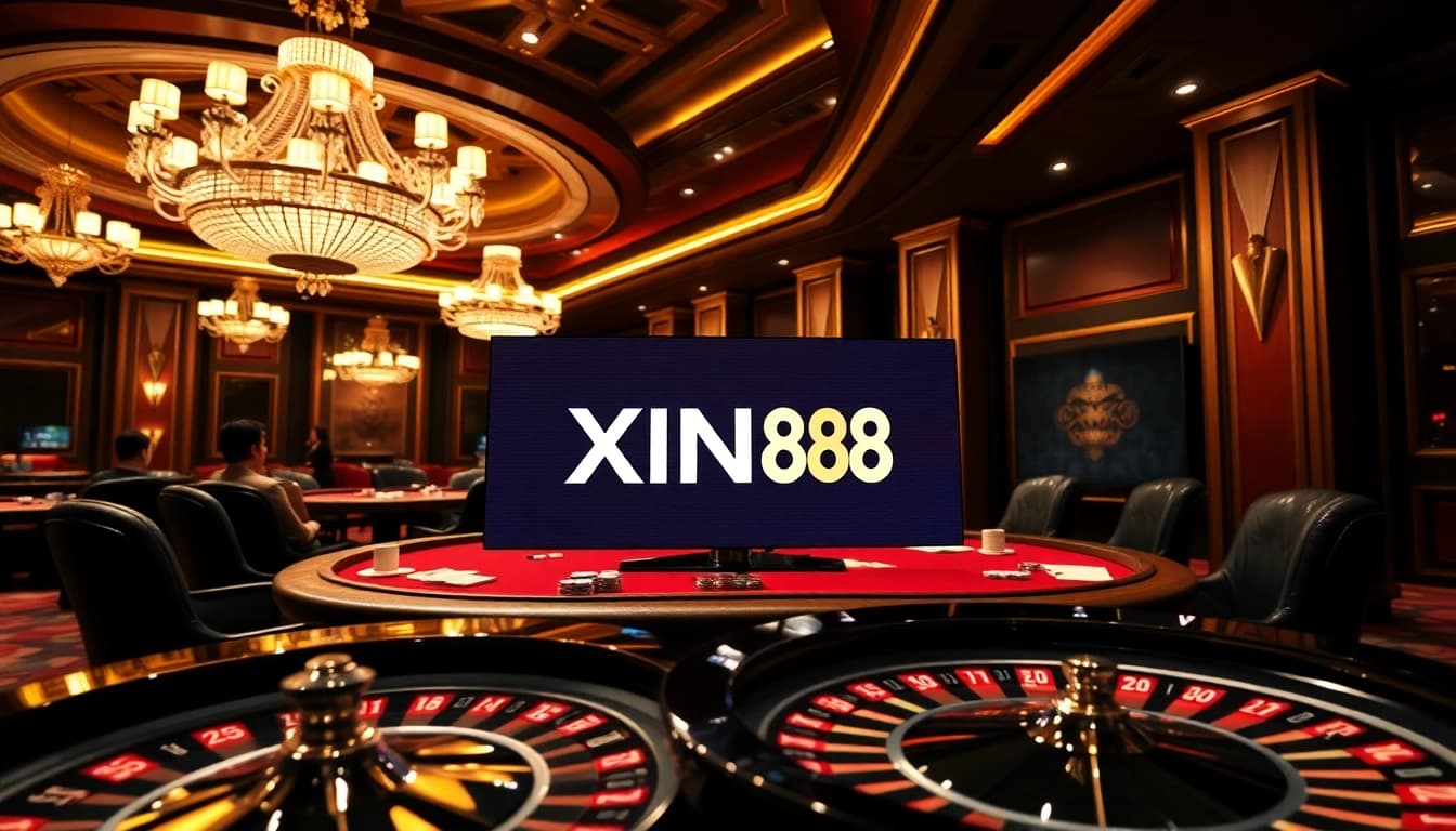 Exciting gaming experience at Trang Chủ XIN88 featuring poker and roulette tables.