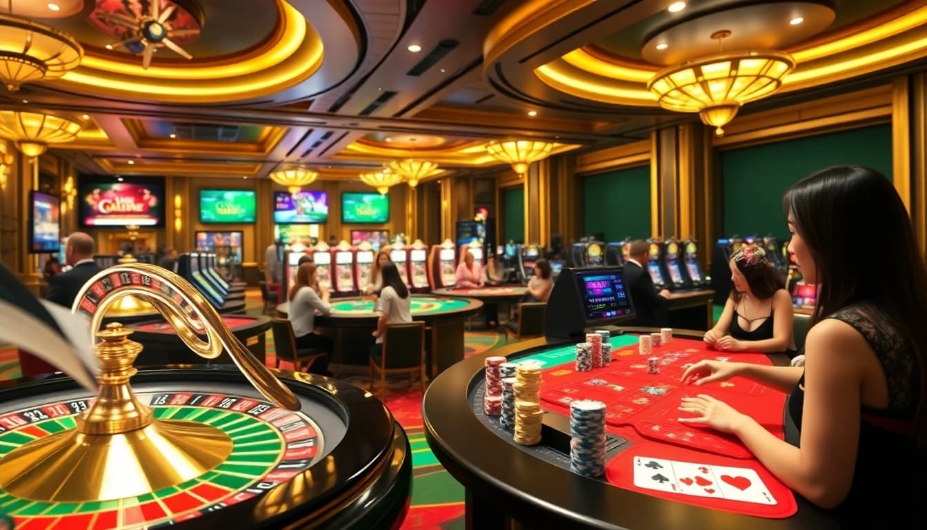 Players enjoying QQ88 online casino games with virtual tables and colorful chips.