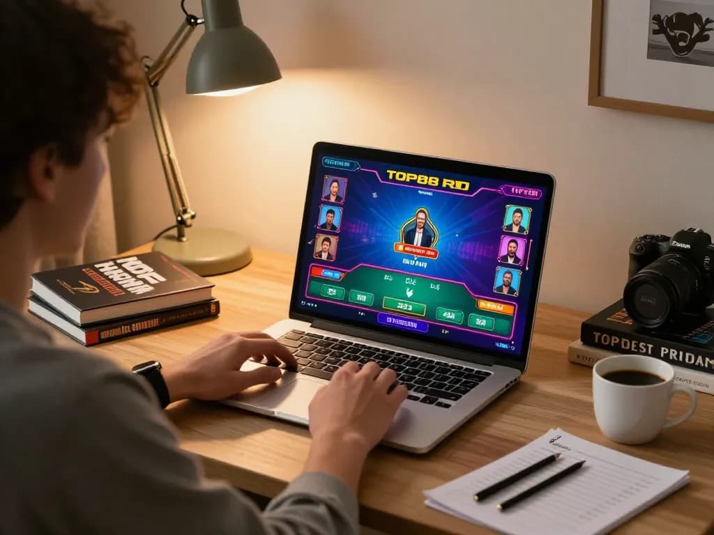 Experience thrilling gameplay at TOP88 with a player immersed in an exciting online poker match.