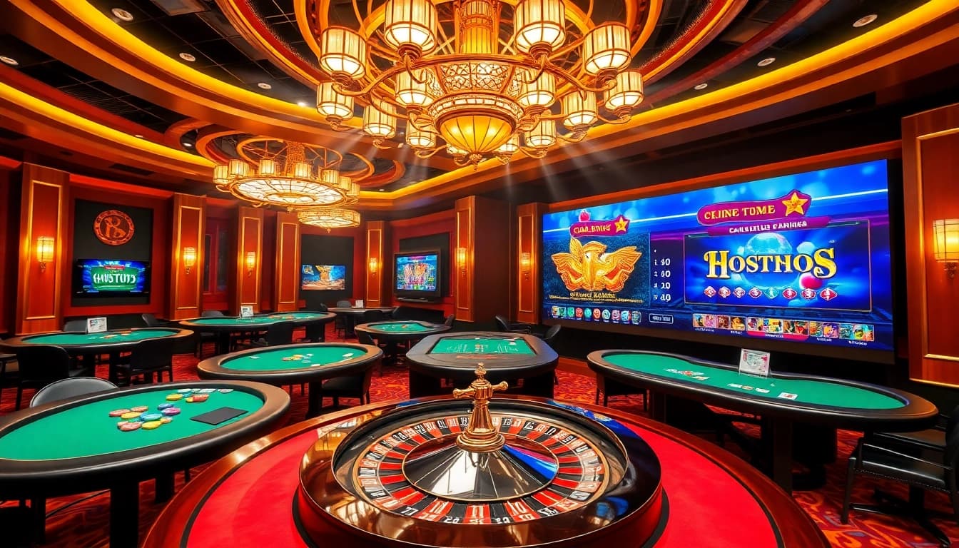 Cổng Game GO88 features a luxurious casino atmosphere with vibrant roulette wheels and poker tables, nailing top gaming excitement.